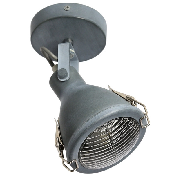 Industrialna lampa kinkiet CRODO 91-71101 reflektorek regulowany szary