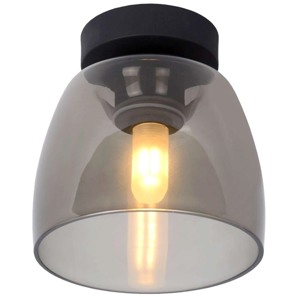 Loftowa LAMPA sufitowa TYLER 30164/01/30 Lucide łazienkowa OPRAWA szklana IP44 czarna przydymiona