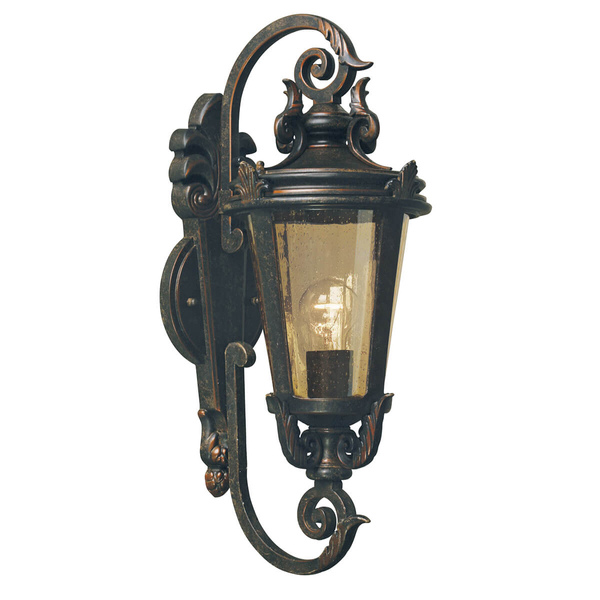 Zewnętrzna lampa ścienna Baltimore BT1-M Elstead latarnia IP44 szkło brąz