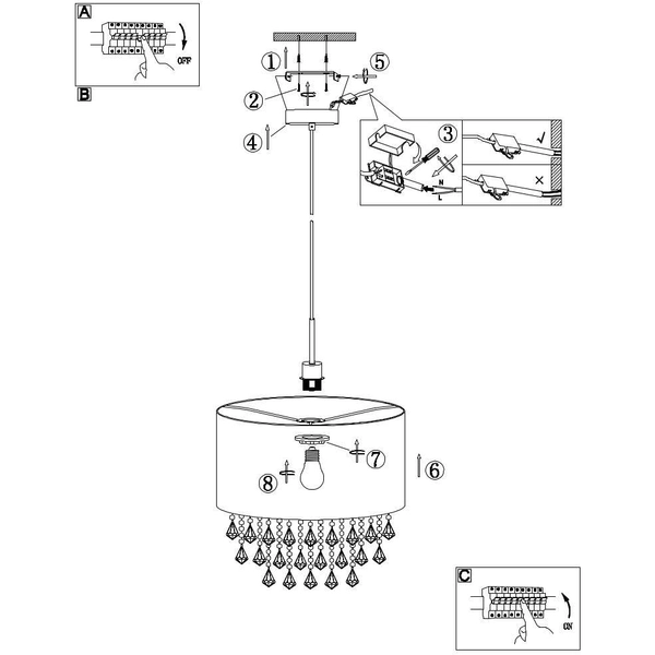 LAMPA wisząca AMY 15188H3 Globo abażurowa OPRAWA z kryształkami zwis glamour crystal srebrny przezroczysty