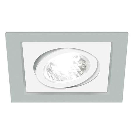 Wpuszczana LAMPA sufitowa BORYS D 03219 Ideus podtynkowa OPRAWA kwadratowa do zabudowy srebrna biała