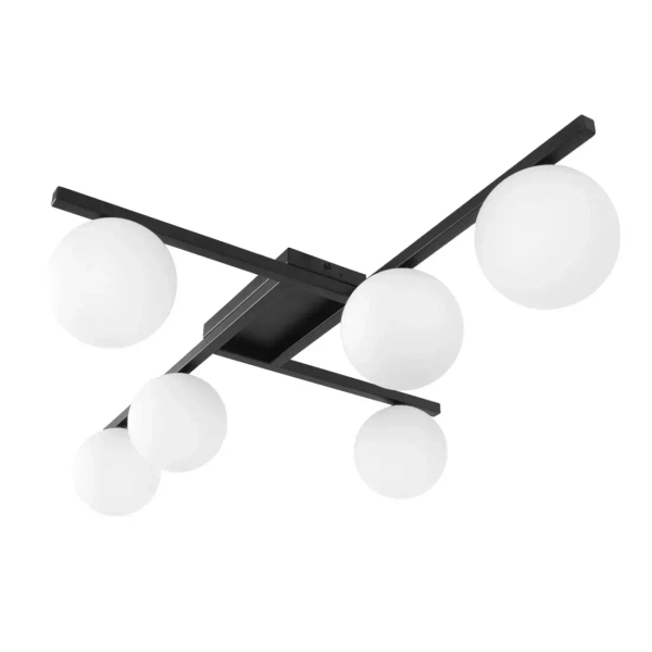 Kulista lampa sufitowa do jadalni Korfu K-5461 szklana biała czarna