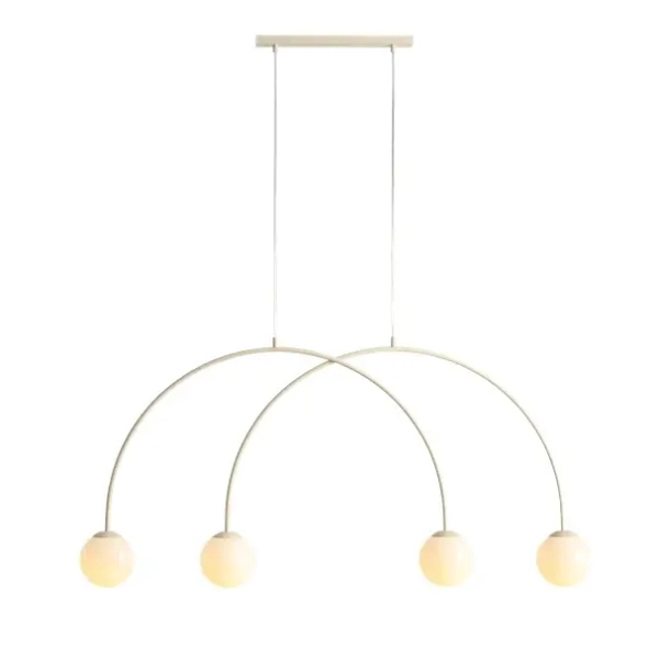 Wisząca lampa skandynawska UNA 1116L9_S kulista beżowa biała