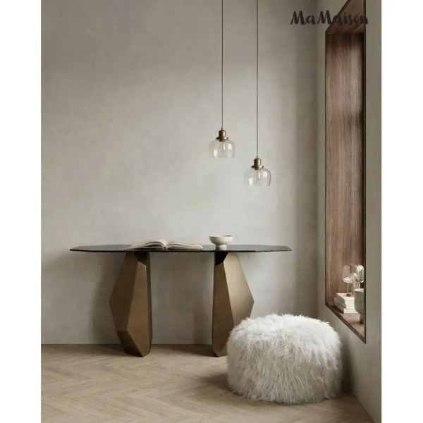 Szafka niska CELESTE MM001501100384 czarna złota metal szklana 150cm