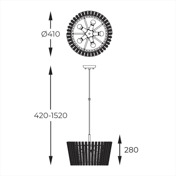 Wisząca lampa Bach P0547-05H-F9AC Zumaline szklana przezroczysty złoty