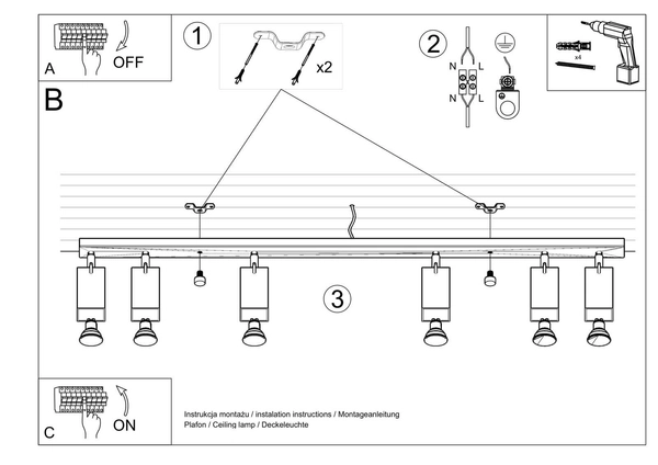 Regulowana LAMPA sufitowa MERIDA SL.0464 metalowa OPRAWA reflektorki białe