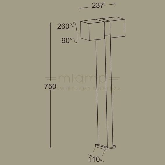 Stojąca lampa CUBA 7193801118 prostokątna LED 23W 3000K słupek IP54 szary