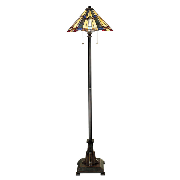 Lampa podłogowa witraż Inglenook QZ-INGLENOOK-FL Quoizel multikolor brąz
