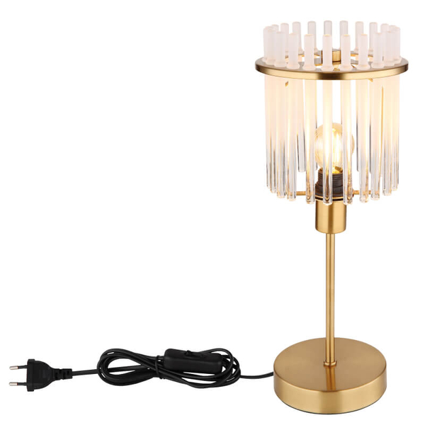 Stołowa lampka glamour GORLEY 15698TM szklana na komodę złota