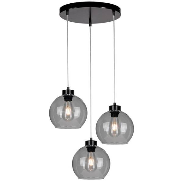 Loftowa lampa wisząca LAGUNA 18610304R szklana kaskada przydymiona czarna