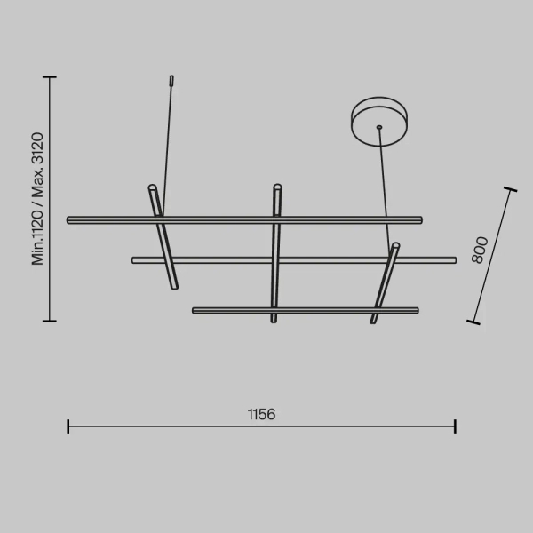 Ledowa wisząca lampa Radiance MOD278PL-L86G3K LED 80W 3000K złoty