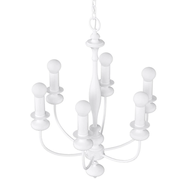 Biała lampa świecznikowa Castella zwis na łańcuchu nad stół