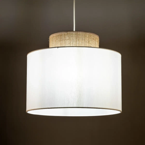 Skandynawska lampa wisząca Duo 1856 tuba z naturalnej juty biały