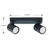 Regulowana LAMPA sufitowa SNOW LP-731/2W BK Light Prestige reflektorowa OPRAWA metalowy plafon tuby natynkowe czarny