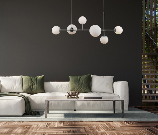 Loftowa LAMPA wisząca VAILANTE PND-31221-6B-CH Italux modernistyczna OPRAWA szklane kule ball zwis chrom