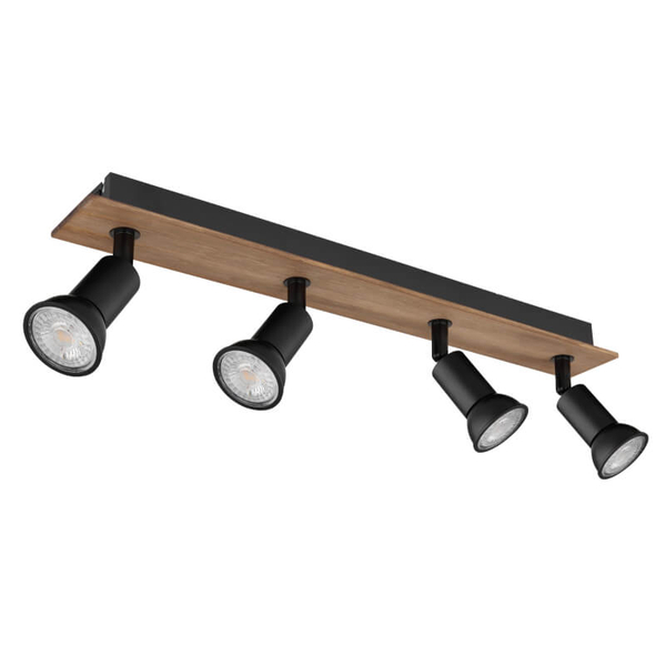 Nasufitowa lampa Drew 57998-4W spot do kuchni drewno czarny