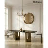 Stół ESSENZA MM001501100385 czarny złoty dekor marmuru metal 240x120cm