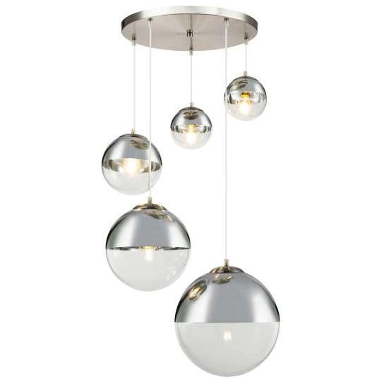 LAMPA wisząca VARUS 15851-5 Globo szklana OPRAWA zwis kaskada szklane kule balls chrom przezroczyste