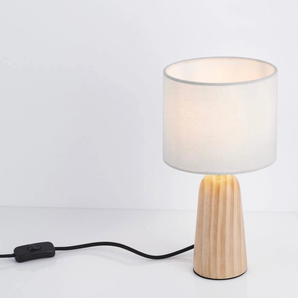 Stolikowa lampka MUZQUIZ LE44297 do sypialni drewniana biała