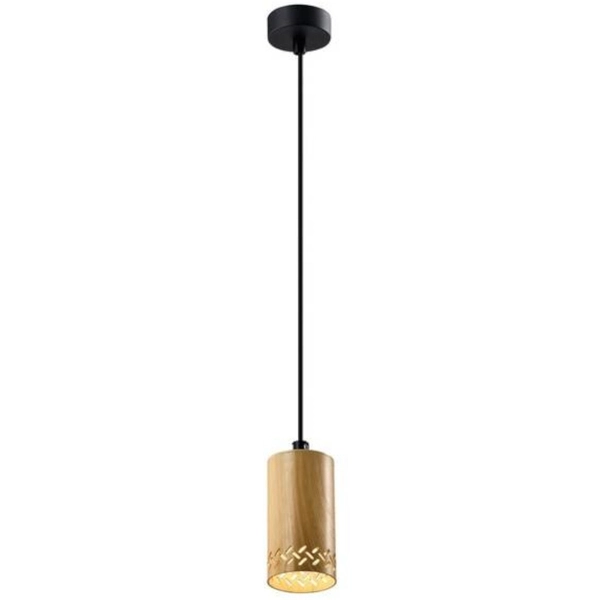 Wisząca lampa boho TUBO 31-78568 skandynawska ażurowa tuba drewniana