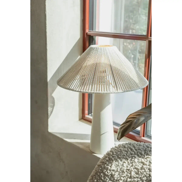 Tkaninowa lampa stołowa Favoro 108828 na komodę sznurek beżowa