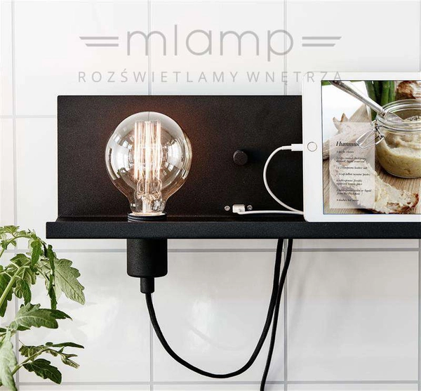 Kinkiet LAMPA ścienna MULTI 106482 Markslojd metalowa OPRAWA półka czarna
