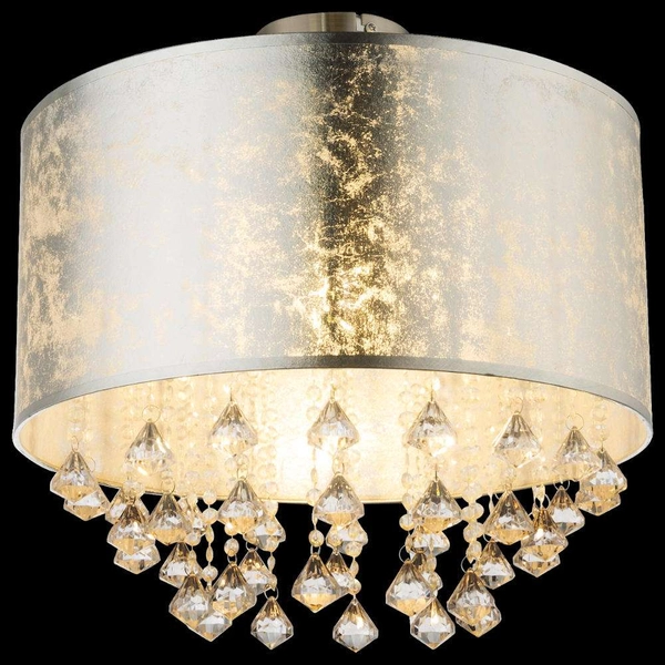 Plafon LAMPA sufitowa AMY 15188D3 Globo abażurowa OPRAWA z kryształkami glamour crystal srebrna przezroczysta