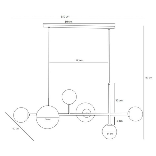 Nowoczesna lampa wisząca DIONE 1092K4 Aldex 6-punktowa chrom