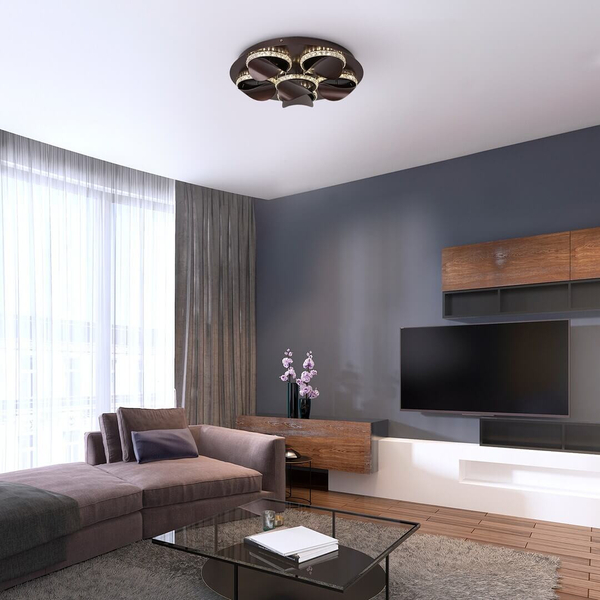 Glamour LAMPA plafon CAPRIANA 5051 Rabalux sufitowa OPRAWA metalowa LED 36W 4000K plafoniera pierścienie z kryształkami brązowe