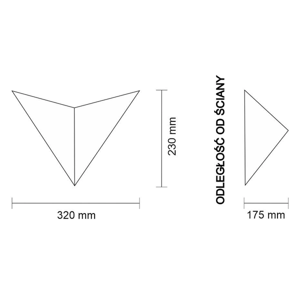 Ścienny kinkiet Hino 4038 Shilo trójkątny do gabinetu nowoczesny czarny