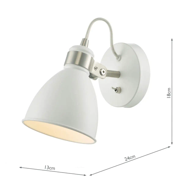 Regulowana ścienna lampa Frederick FRE0702 do czytania z włącznikiem biały