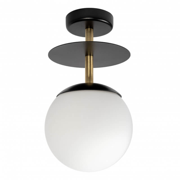 Sufitowa lampa okrągła Plaat PLB12303 szklana czarna mosiądz biała