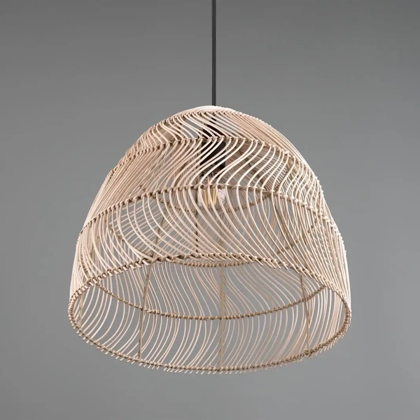 Wisząca lampa Rike R31131036 japandi eko naturalna drewniana czarna