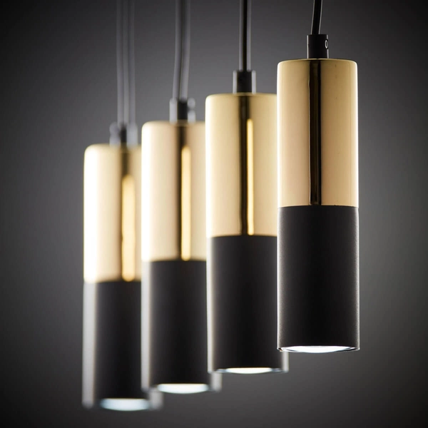 Potrojna lampa wisząca Elit 4367 sople loftowa tuba czarna złota