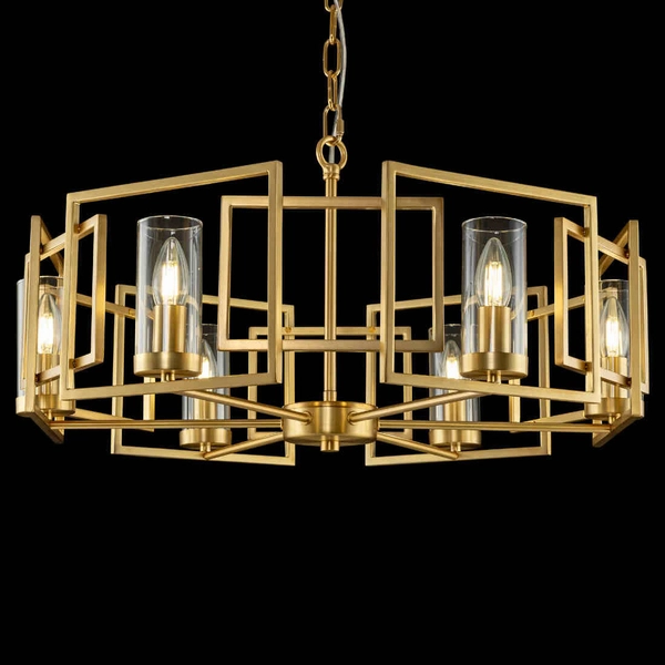 Lampa wisząca metalowa oprawa zwis na łańcuchu złoty BOWI OUTLET