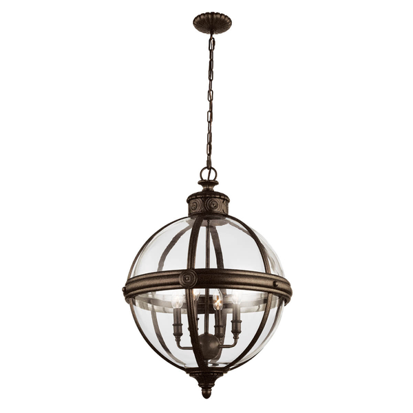 Kulista lampa wisząca Adams FE-ADAMS-4P-BRZ Feiss ball przezroczysta brąz