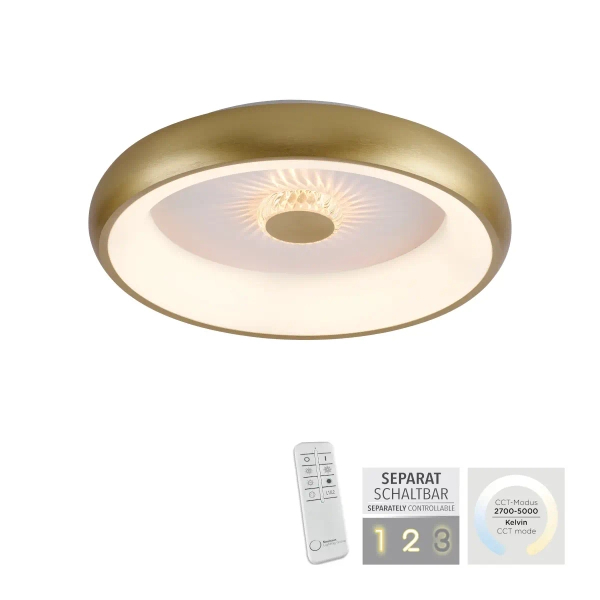 Lampa sufitowa na pilot VERTIGO mosiądz 14384-60 1xLED 29W 2700-5000K okrągła