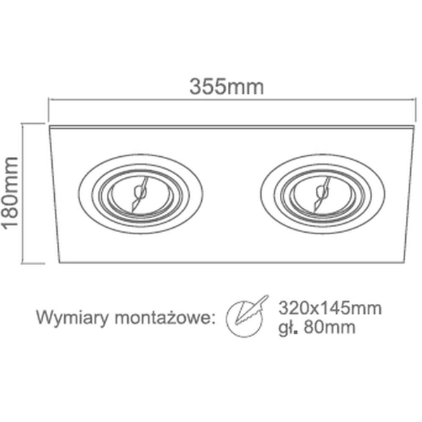 Regulowana lampa podtynkowa Faro II Nero Orlicki Design prostokątny wpust do zabudowy czarny
