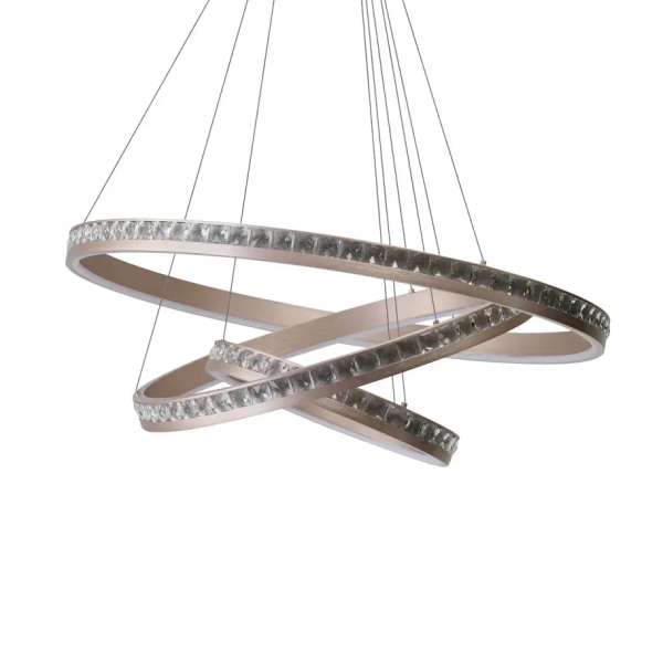 Wisząca lampa ringi do salonu CAMELIA metalowa LED 118W 3000K AZ6769 różowa złota