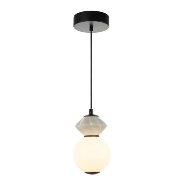 Szklana lampa wisząca Balos PND-94921-1A-BK LED 5W 3000K przydymiona biała