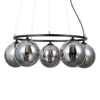 Szklana lampa wisząca Molite PND-1098-5R-BK kulista loftowa czarna
