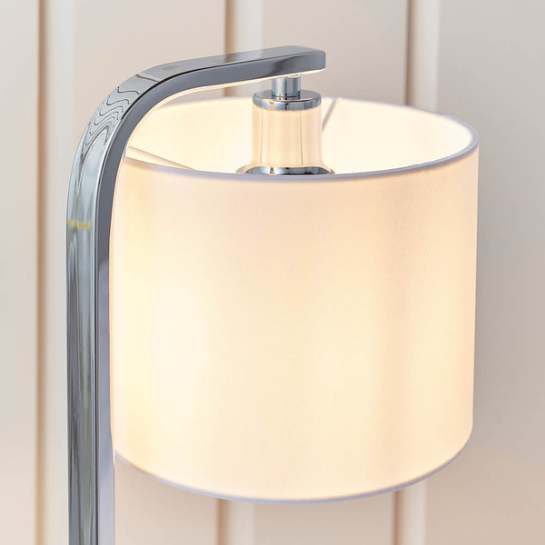 Stołowa lampka z abażurem Canning CANNING-TLCH chrom biały
