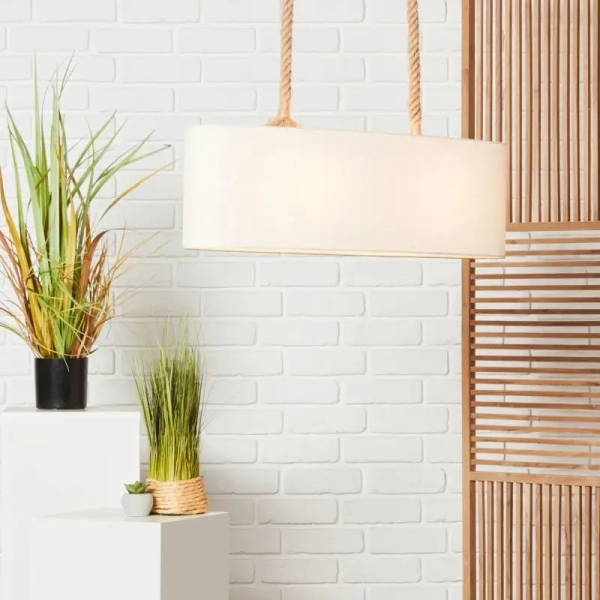 Abażurowa lampa wisząca Sailor 99195/09 nad wyspę biała brązowa