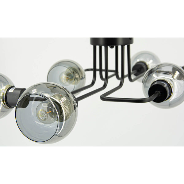 Sufitowa lampa Tango 3040/6 BL molekuły bańki szklane czarne przydymione