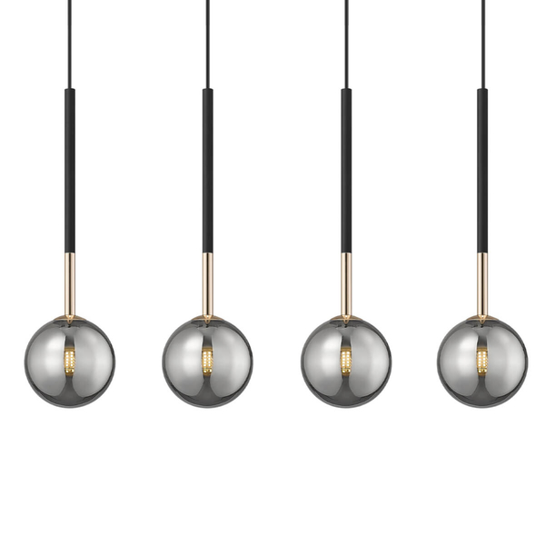 Loftowa Lampa zwisająca Arcturus P0574-04D-SDFZ czarna dymiona złota