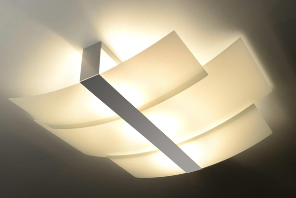 Plafon LAMPA sufitowa SL.0351 szklana OPRAWA chrom biała