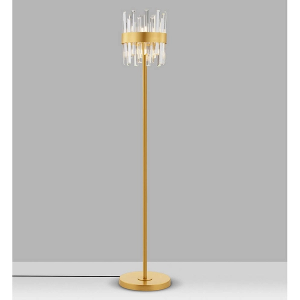 Podłogowa lampa CHOLULA LE44726 do salonu crystal złota przezroczysta