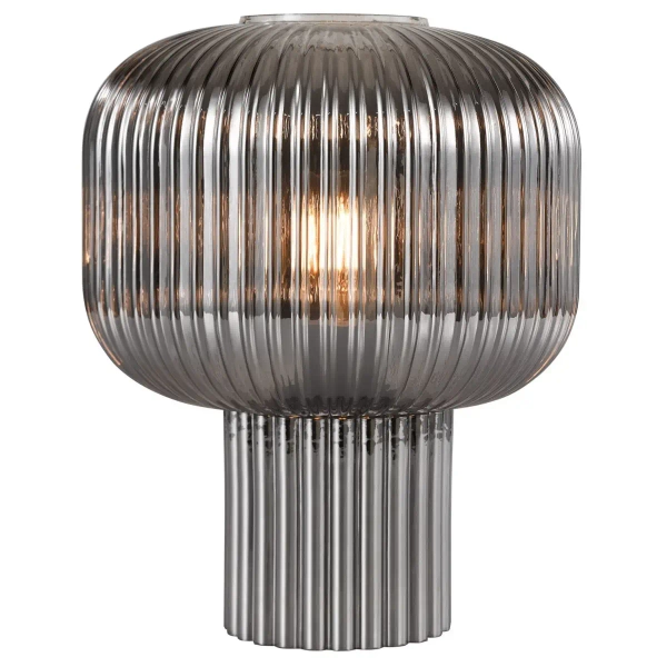 Nocna lampa grzyb Demarius DEM4210 szklana przydymiona czarna