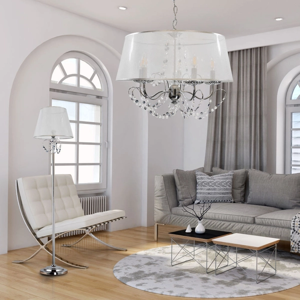 Abażurowa LAMPA wisząca ABBAZIA metalowa OPRAWA klasyczny ZWIS na łańcuchu chrom