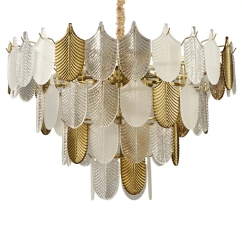 Lampa wisząca Secret D824P-800 Step do salonu listki białe złote